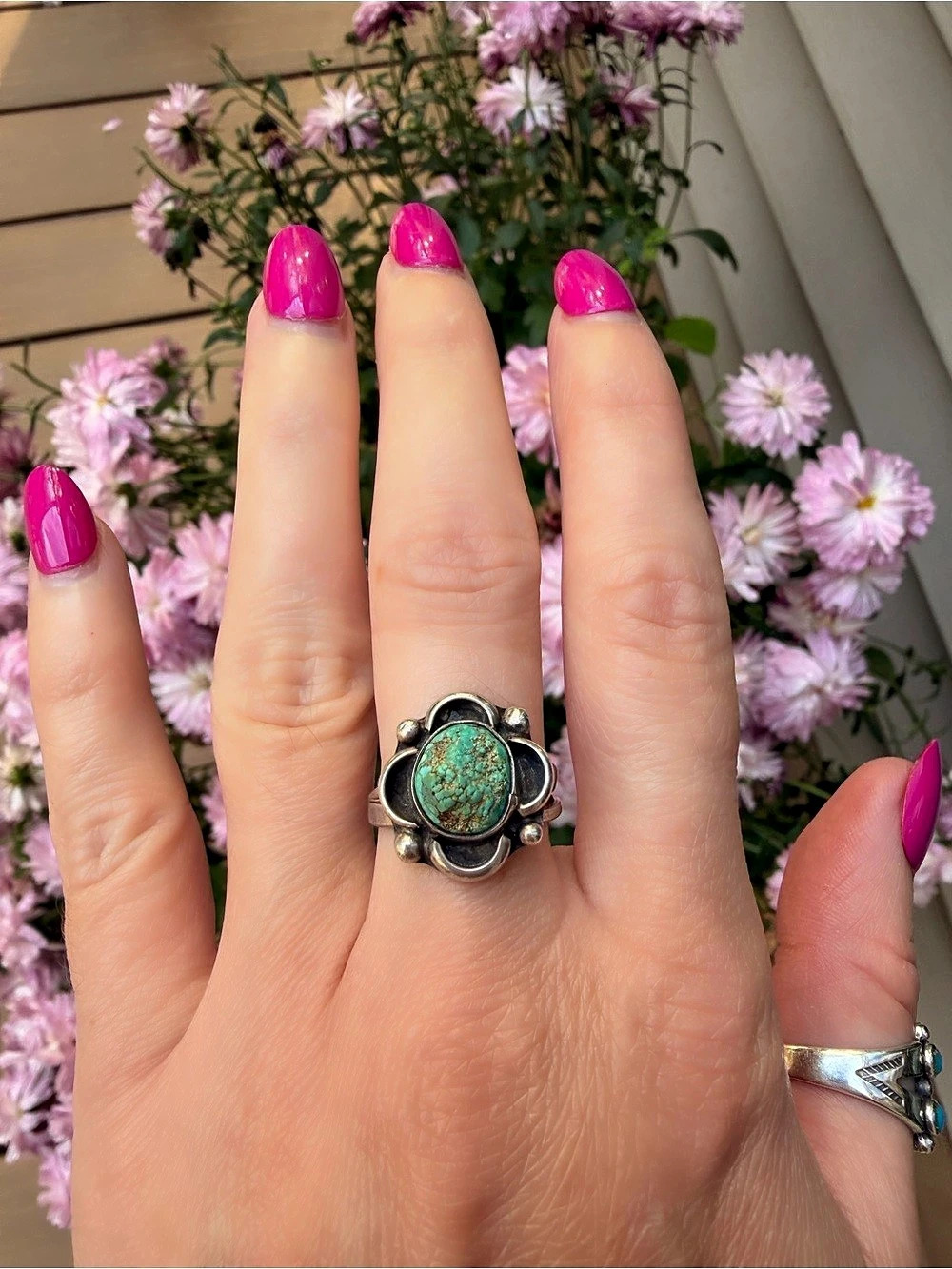 Vintage Turquoise Nugget Ring 925 size 6